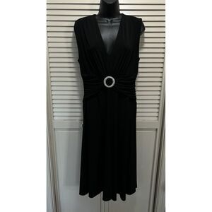 Metaphor Black Sleeveless Dress Long Rouched‎ Waist Back Zip Size Gemstones
